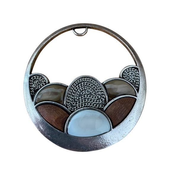 None Jewelry - Silver and Brown Necklace Pendant